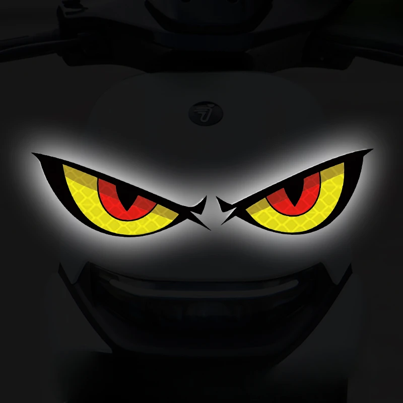 Demon Eyes Motorcycle Stickers for Front Cowl Side Fairings Fuel Tank Decoration Waterproof Reflective Motorbike Accessories