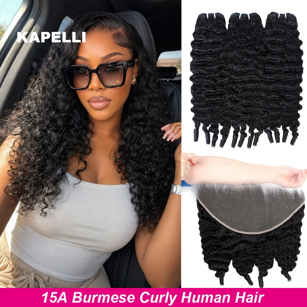 15A Burmese Pix Curls Human Hair Bundles Deals 13x6 Lace Vietnamese Raw Human Virgin Hair Weave Bundle Ocean Spiral Curly Hair