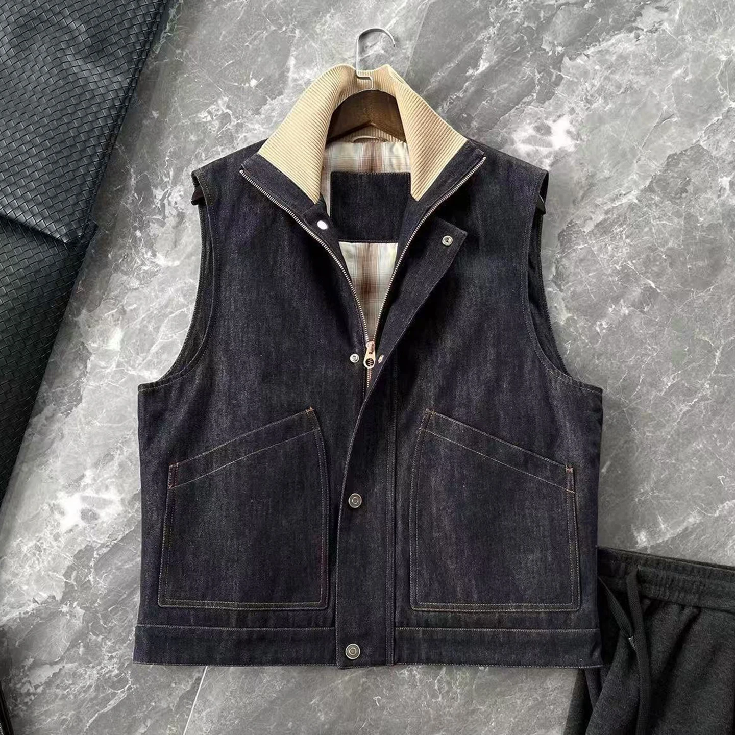 

Итальянская LP 25aw, простая куртка-стойка из гусиного пуха, мужской джинсовый жилет