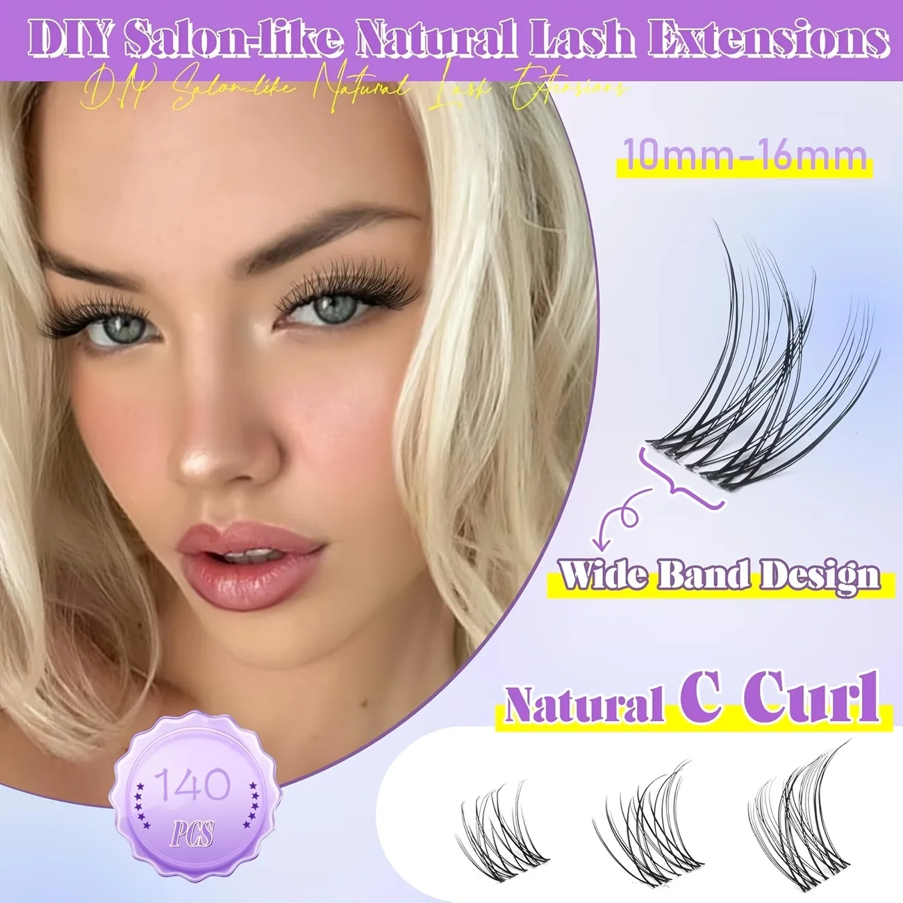 1 Box 140 Stück Wimpernbüschel-Set 8-12mm Natürliches Wimpernverlängerungs-Kit Unsichtbares Band Wimpernbüschel Samt-Wimpernbüschel – Detail 6