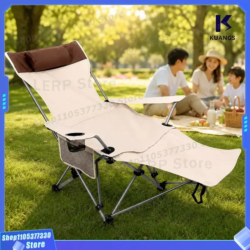 Portable Folding Camping Chair with Footrest Lightweight Outdoor Seat for Fishing Beach BBQ Picnic Travel Comfortable