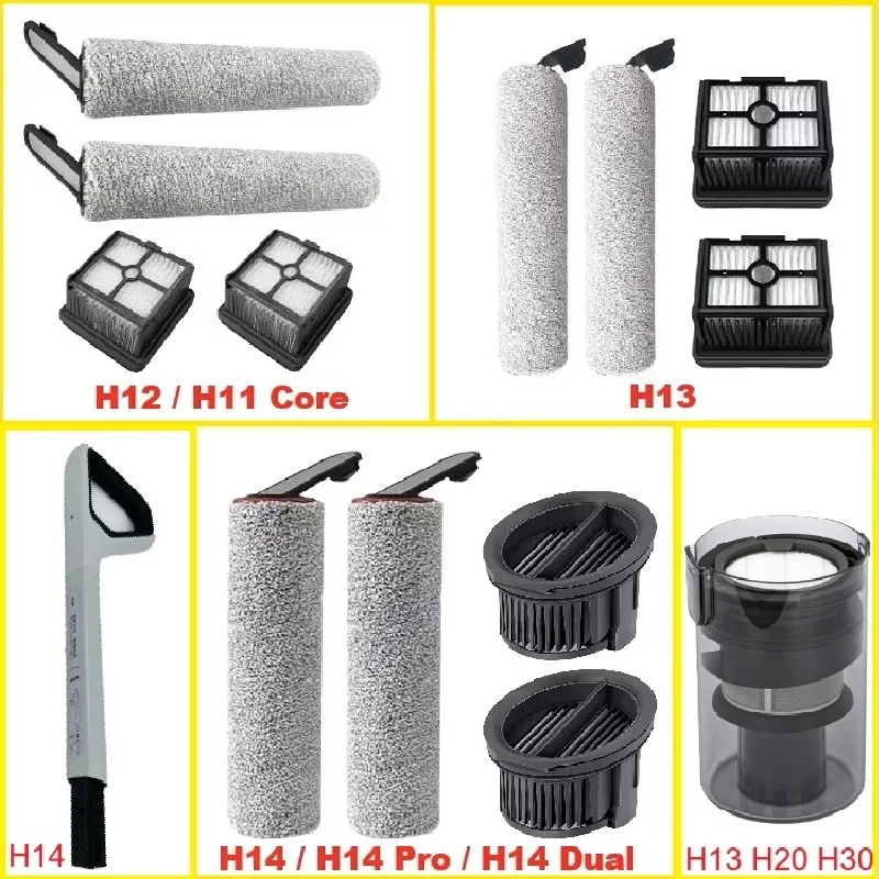 Soft Brush Roller and HEPA Filter, Dust Box and Handle for Dreame H12, H11 Core, H13, H14 Pro, H14 Dual Dry Wet Vacuum Cleaner