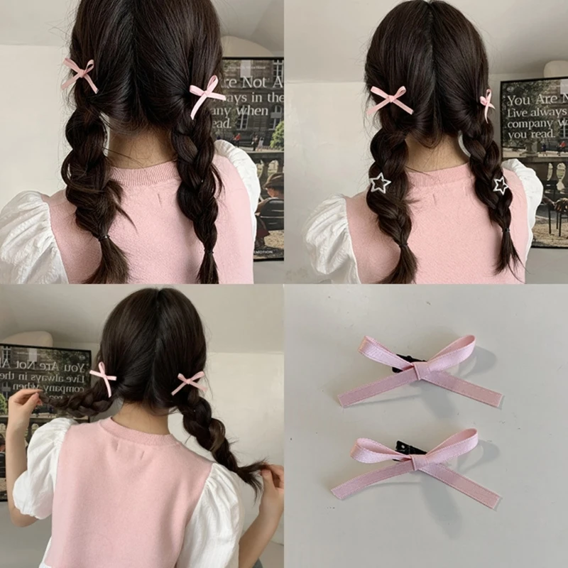 Fashionable Ballet Ribbon Hairpin Hair Clips Bowknot Design Hairwear French Hair Accessory for Girls Women