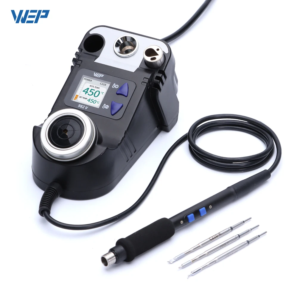 WEP 982-I Precision Soldering Iron Station – Micro Soldering With PID Temp Control, Preset Channels, Sleep Mode, Auto-Shutdown, C210 Tip Compatible – 110-127V USA