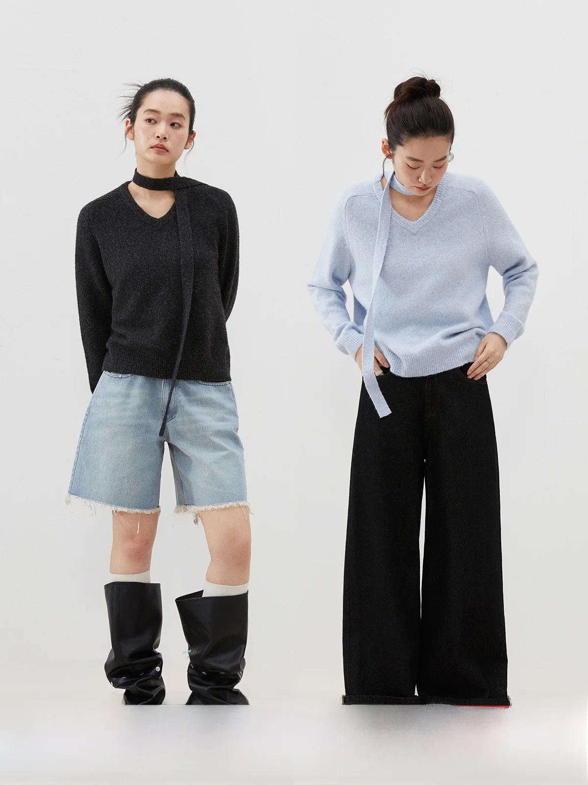 

INRM Lazy Sle V-Ne Wool Knitwear Simple Design oulder Insertion Long Sve Women's Top Sweater Casual Loose Fit Polyes...