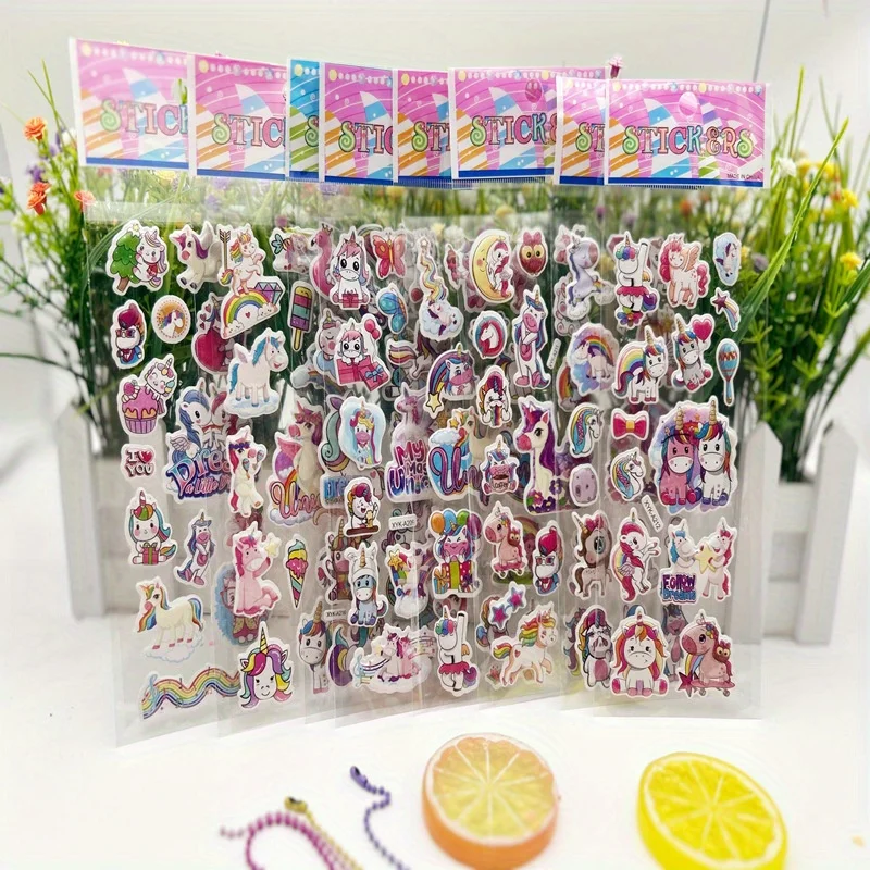 

8sheets/pack Cute Unicorn 3D Bubble- stickers suitable for scrapbooks, and DIY scenes using, reward gifts, birthday gift sticker