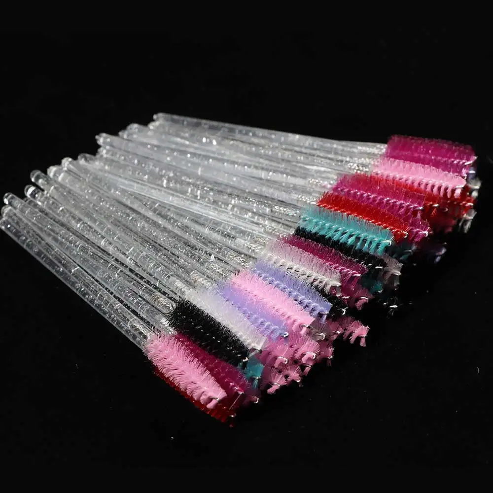 Einweg Kristall Wimpern Pinsel Kamm 50Pcs Wimpern Verlängerung Mascara Zauberstäbe Make-Up Professionelle Make-Up Schönheit Werkzeug