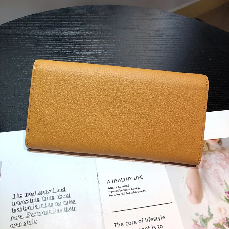 2024 New Genuine Leather Women Wallets Original Design Long Wallet Excellent Cowhide Flower Clutch Bag Envelope Phone Purse