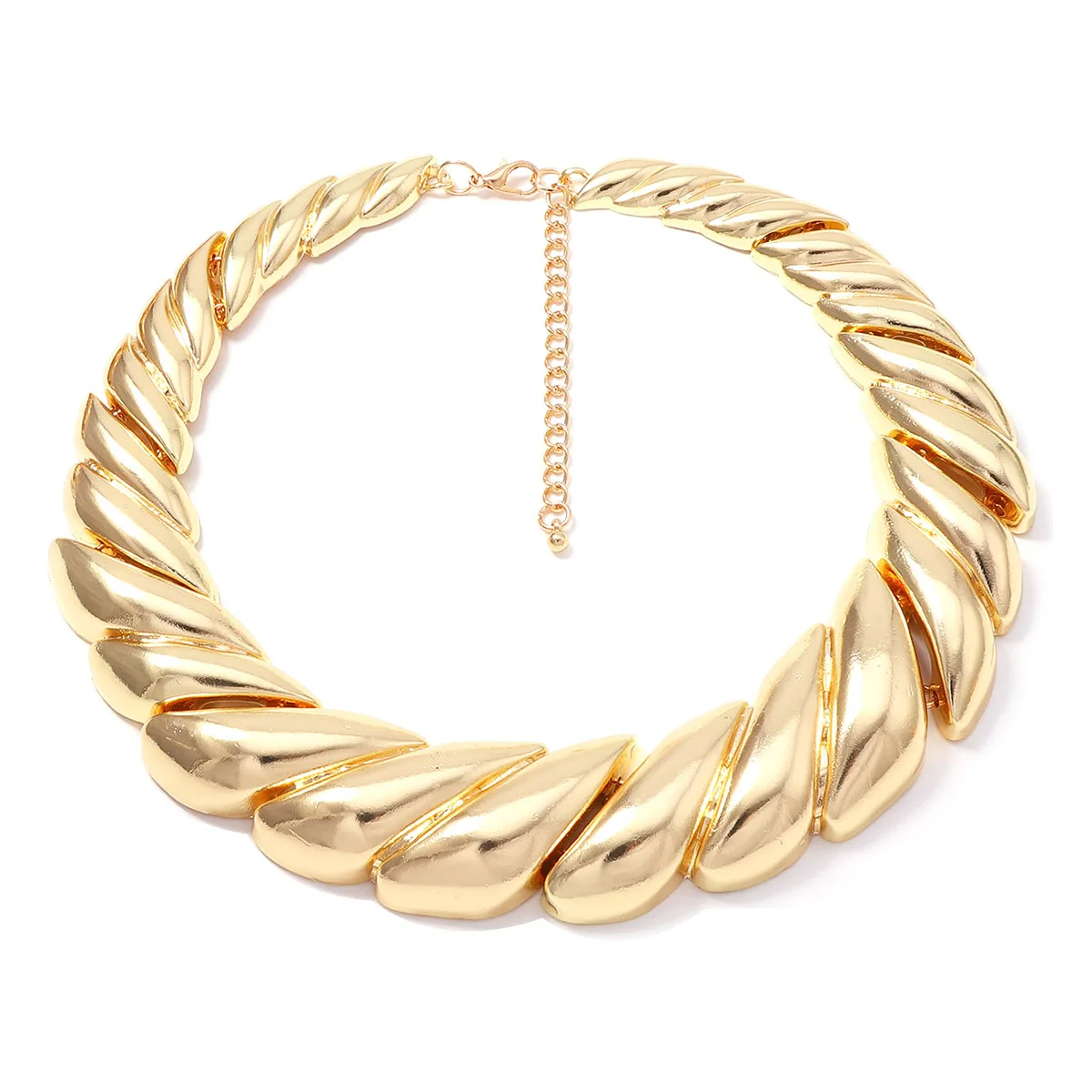 Vintage Metall Gedrehte Massive Choker-Halskette für Frauen, Statement-Schmuck, Geschenke für Feiertage und Partys – Detail 6