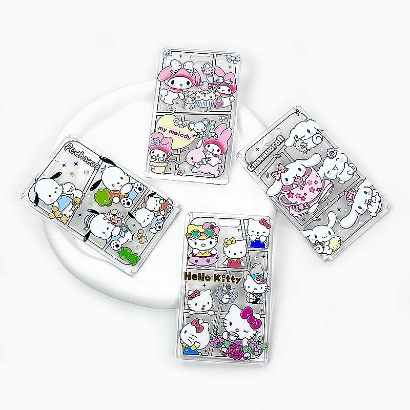 Sanrios Transparent Card Sleeves Anime Figures HelloKittys Kuromi Business Card Stock Case Pochacco Cards Album Keychain Pendant