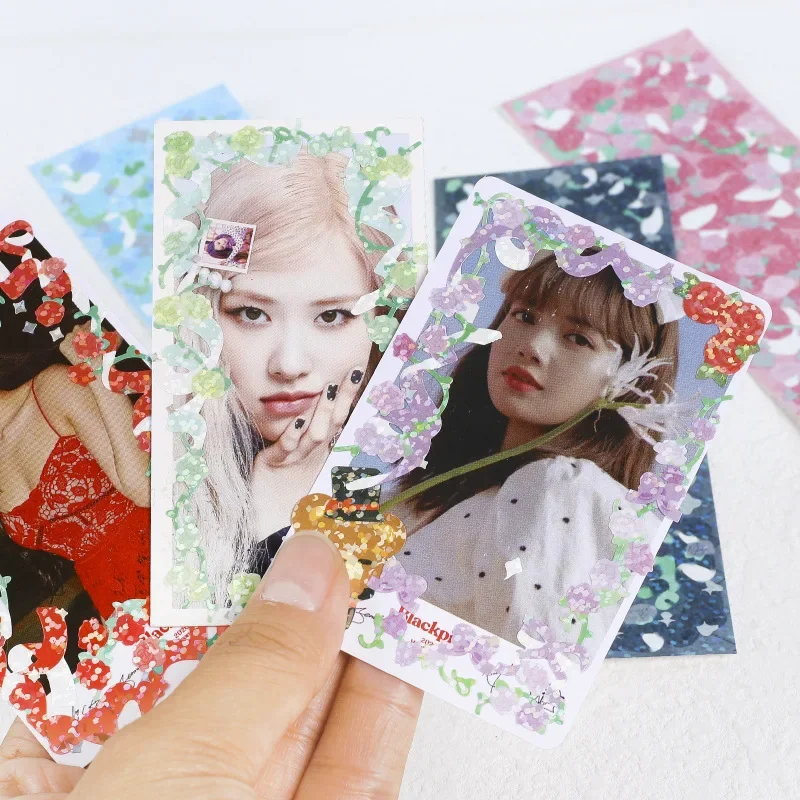 1Pcs Colorful Shiny Flower Stickers Rose Ribbon Stickers for DIY Photo Albums Journaling