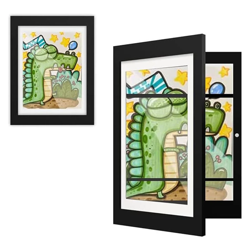 Kids Art Frames, 2 Pack Kids Artwork Frames Changeable, Artwork Display Storage A4 Picture Frames Front-Opening, Frames