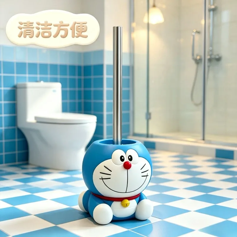 2026 New Cream Wind Jingle Cat Long Handle Toilet Brush with Base Healing Department Bathroom Corner Toilet Brush Tool Gifts