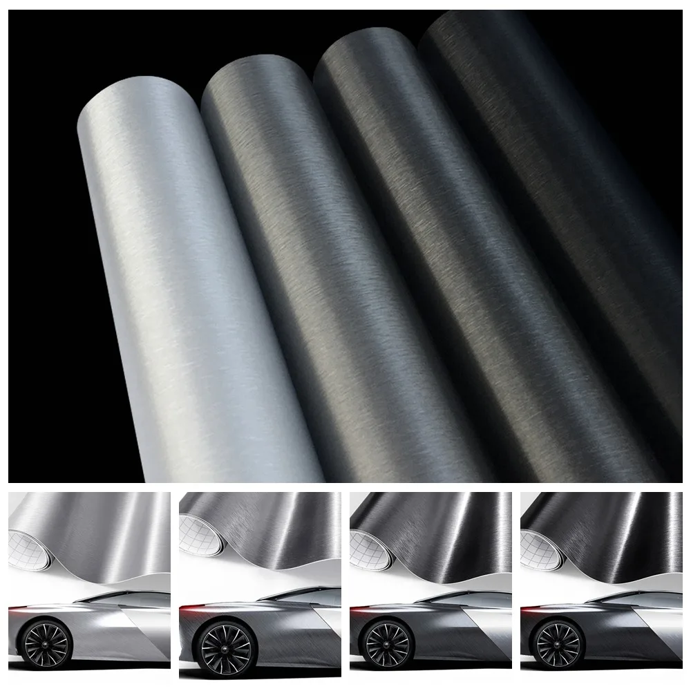 

Car Stickers Matt Brushed Aluminum Vinyl Wrap Film Self Adhesive Air Release Waterproof PVC Protection Stickers Car Accessories