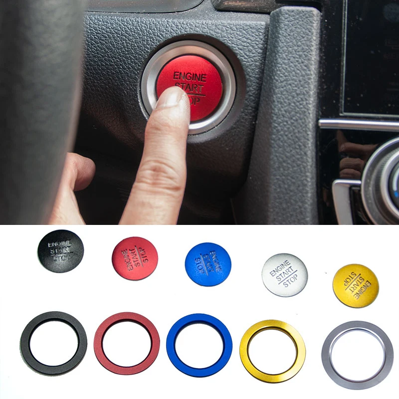 Honda Civic 2016-2019 Aluminum Alloy One-button Start Trim Ignition Switch Decorative Ring Car Stickers Interior Accessories