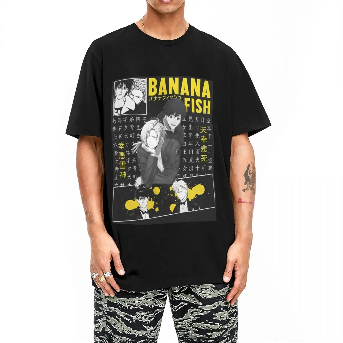 Men Women\'s Banana Fish T Shirt Anime Pure Cotton Clothes Casual Short Sleeve Crew Neck Tee Shirt Graphic Printed T-Shirt