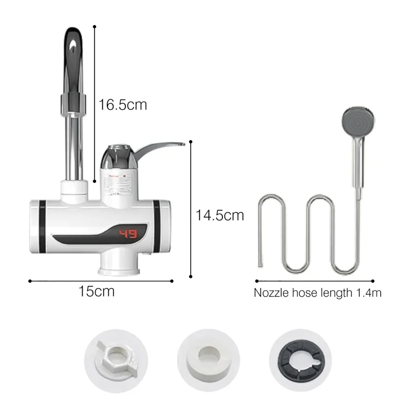 Imagem -02 - Tankless Aquecedor de Água Torneira do Chuveiro Instantâneo de Água-aquecedor Elétrico de Aquecimento Instantâneo de Água Quente para Cozinha Banheiro 3000w