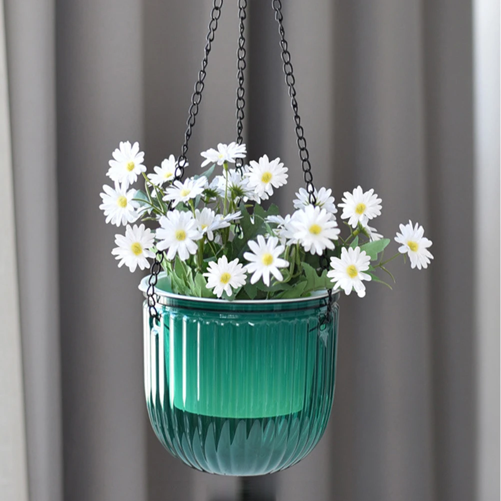 

Resin Hanging Flower Pot Durable Plastic Hanging Planter Indoor Outdoor Balcony Balcony Planting Pot Automatic Watering Garden