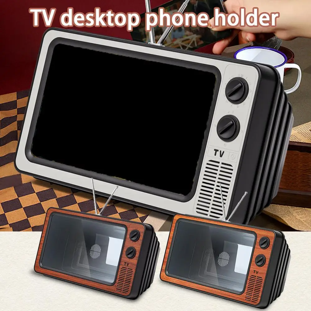 Vintage TV Phone Holder Creative Retro Mobile Phone Extended Stand Surround In Amplifier Holder Follow-up Screen Phone Zoom O5R1