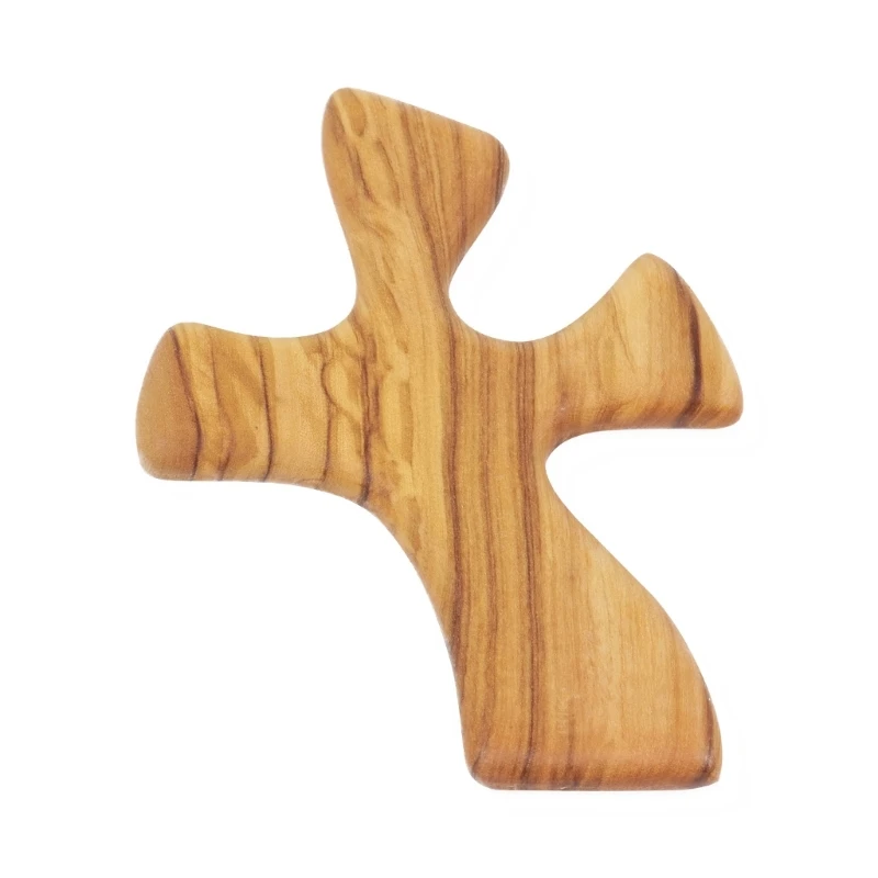 Y1UB Wooden Prayer for Reflection Natural Wooden Crucifix Christian Jewelry for Hope and Strength Gift for Believers