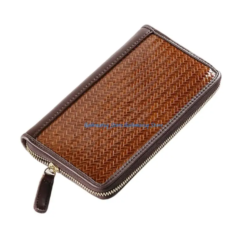 573B Woven Long Wallet With Premium PU Leather Detail And Roomy Interior Card Holder