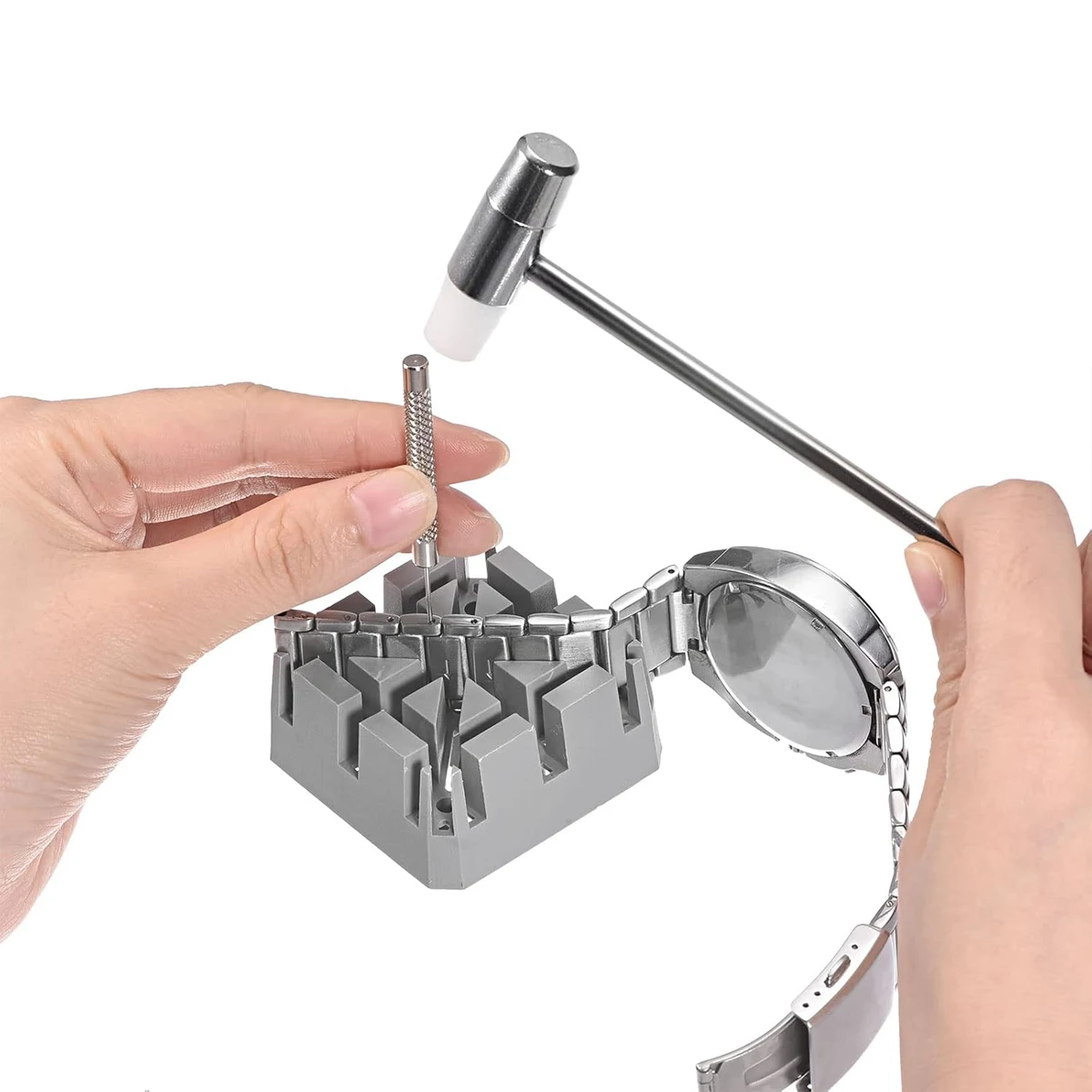 Correa de reloj para quitar y arreglar la Base, herramientas de plástico para reparación de relojes, bloque removedor de pasadores de enlace para relojero, 1 ud.