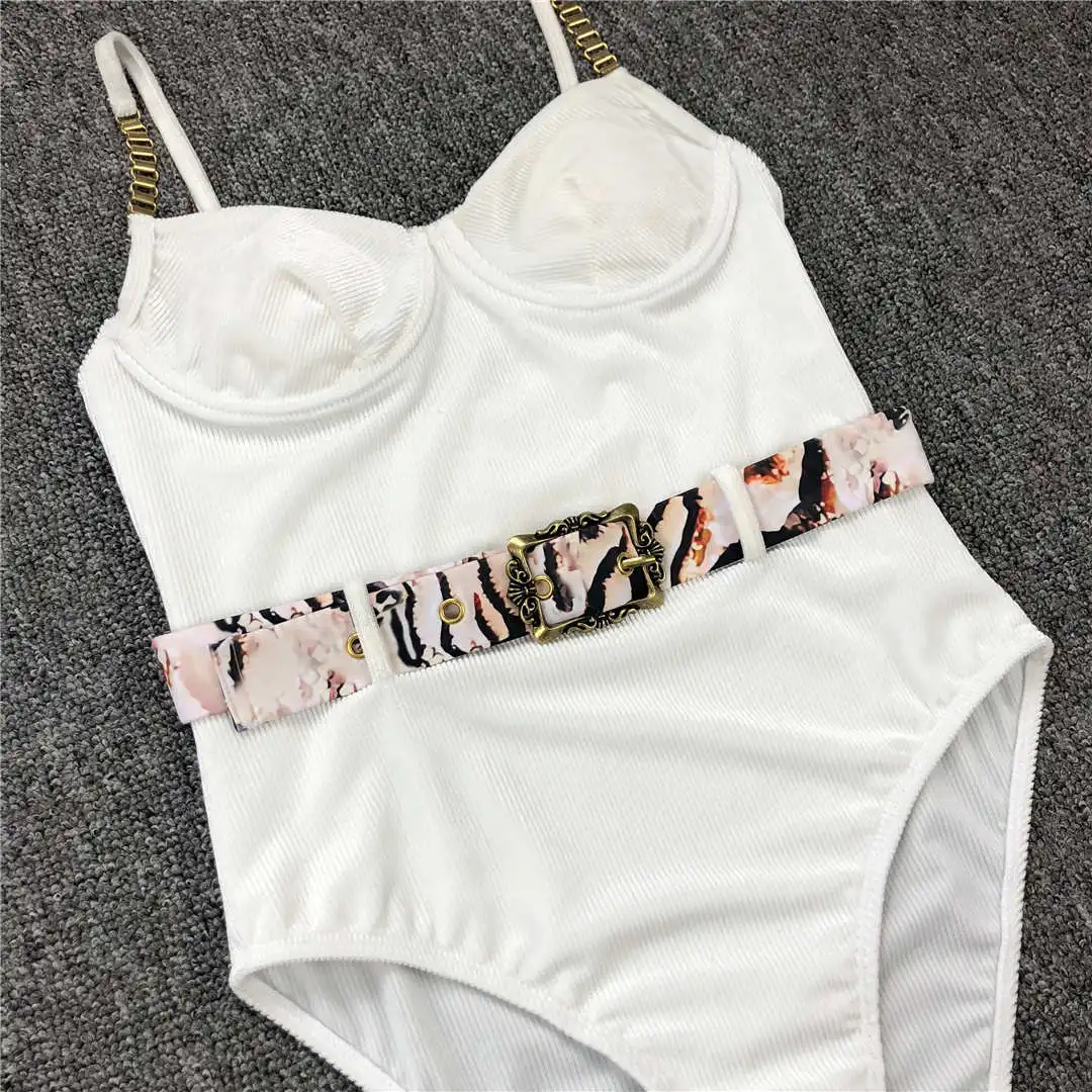 NEU Sexy Badeanzug mit Gürtel, gerippt, für Damen, einteiliger Badeanzug, Damen-Badebekleidung, Bodysuit, Strand V1778 – Detail 38