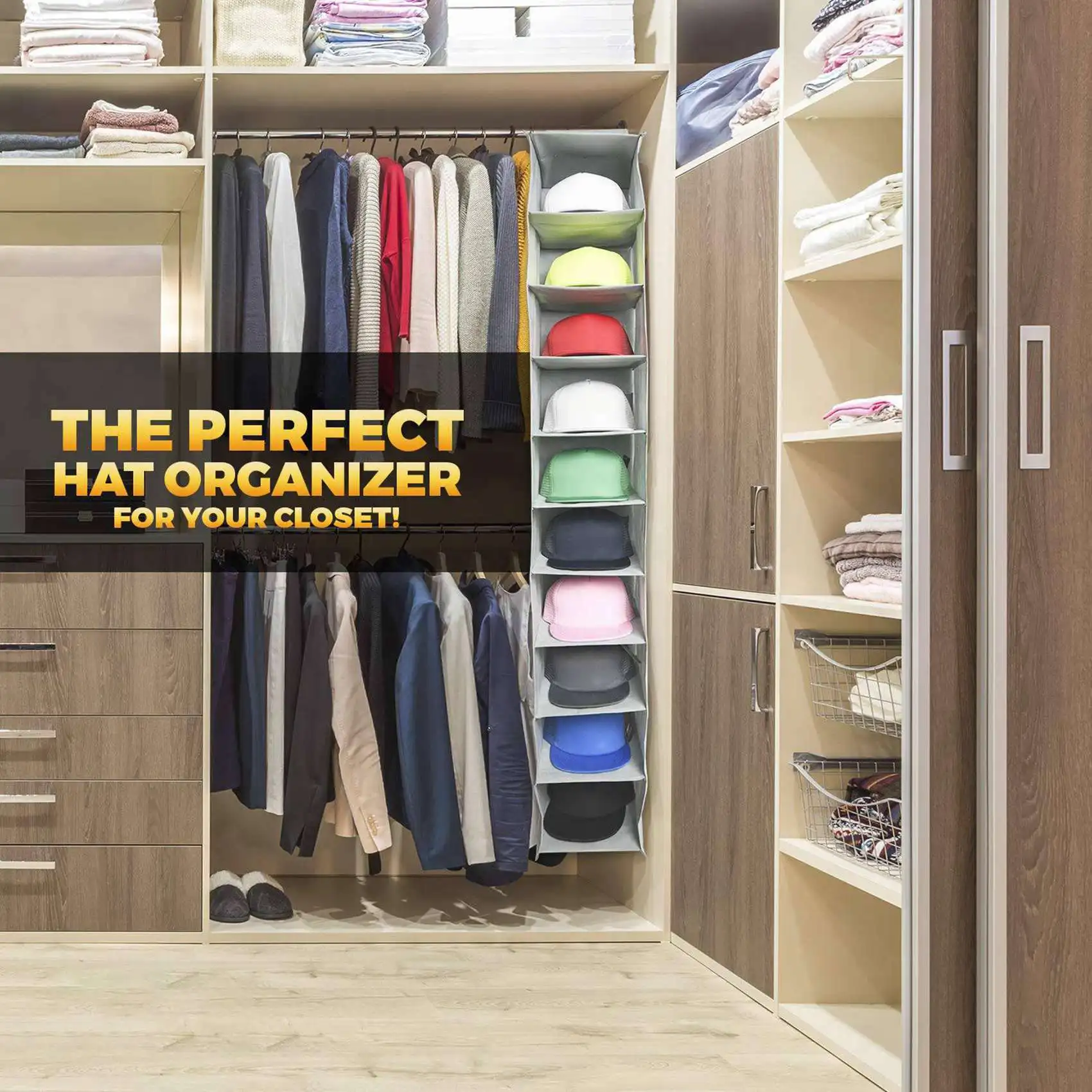 ABKW-2X Hat Rack 10 Shelf Hanging Closet Hat Organizer For Hat Storage - Protect Your Caps & Keep Them In Great Condition