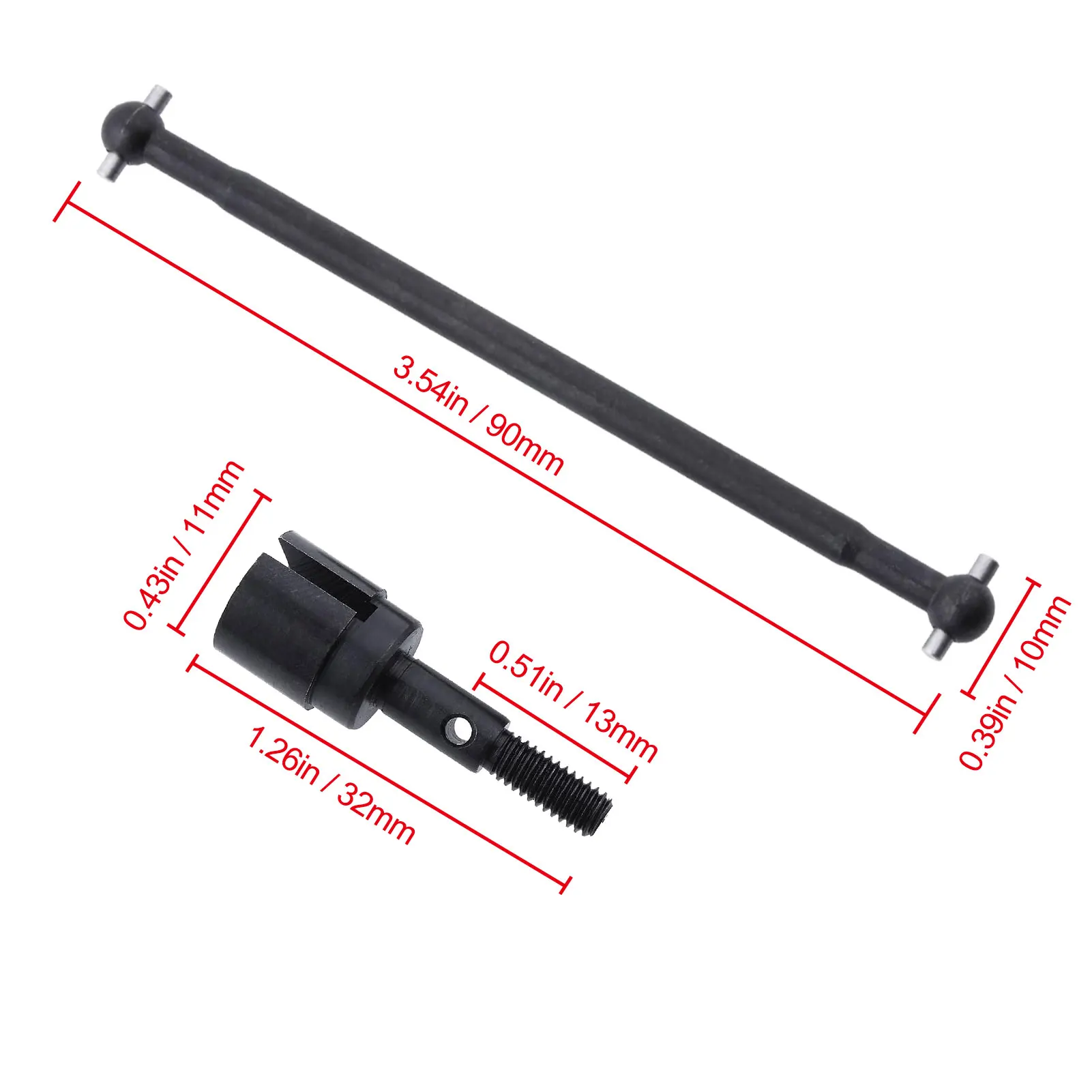 HobbyPark 89.5mm Dogbones Stub Wheel Axle 02033 Drive Shaft for 1/10 Redcat Volcano HSP Exceed RC Car Replacement