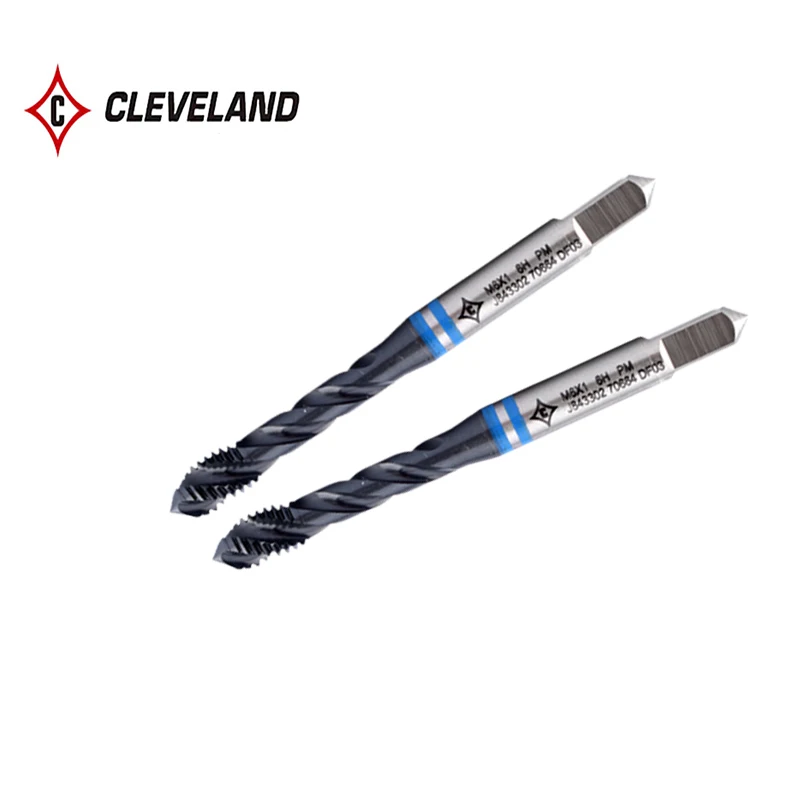 CLEVELLAND HSS-PM JP 나선형 플루트 탭, M3 M4 M5 M6 M8 M10 M12 M14 M16, 스테인레스 스틸용 기계 나사 탭