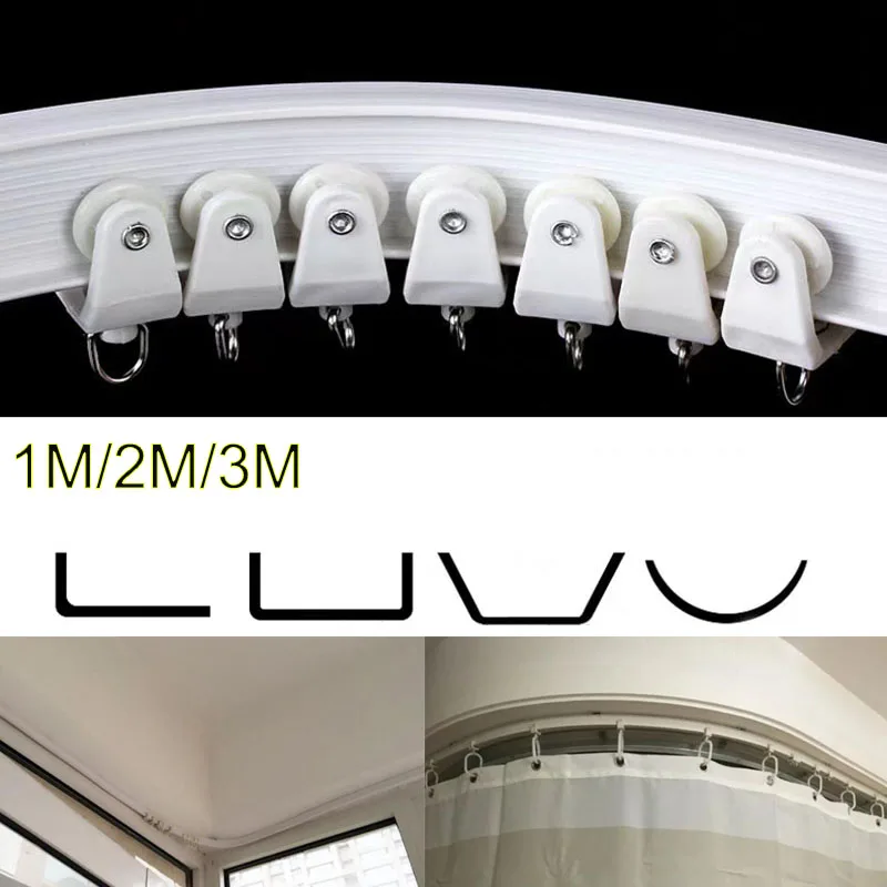 1M 2M 3M Curtain Track Rail Straight Flexible Ceiling top side Mounted wall Windows Balcony Plastic Bendable Home Accessories A6