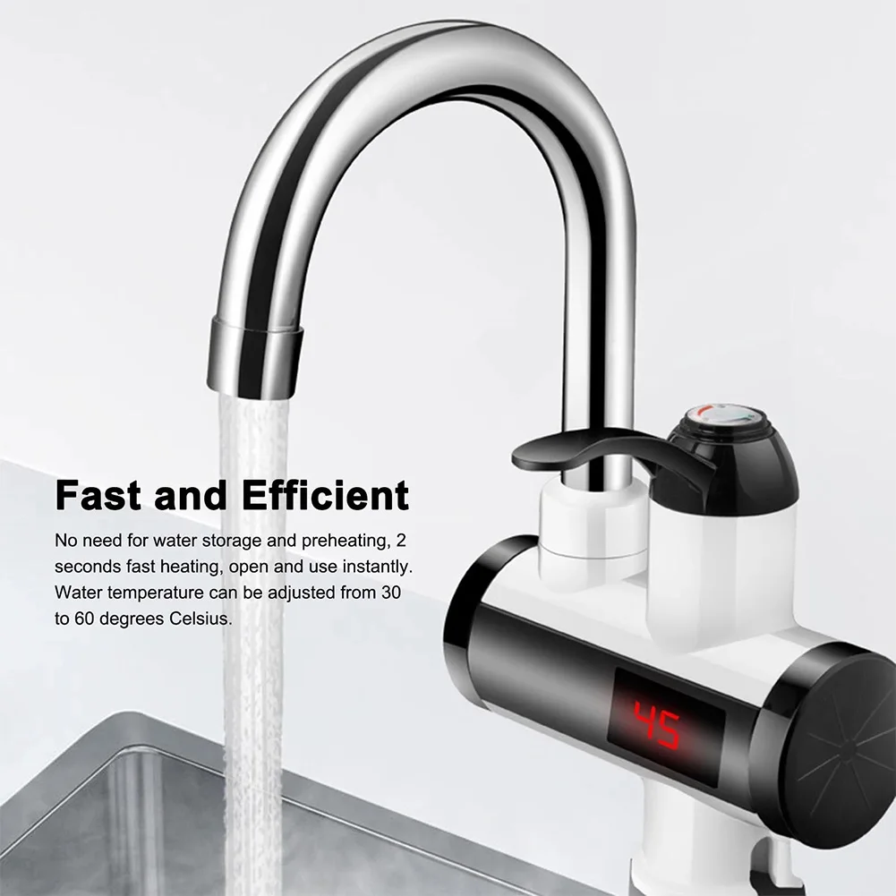 Electric Kitchen Hot Water Heater Faucet IPX4 Waterproof Hot Water Faucet Cold Hot Water with LED Display for Kitchen Bathroom