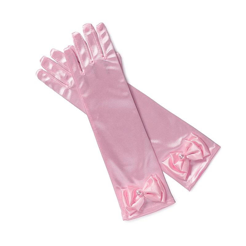 Guantes de princesa para niñas, accesorios de vestir con estampado de lazo, manopla de encaje, suministro de juego de rol de Hada, 2022