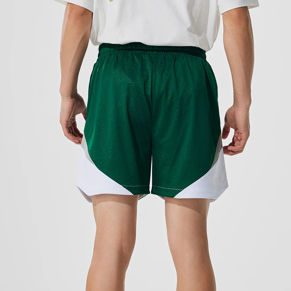 Street Style Mesh Basketball Shorts for Men Side Pockets Elastic Waistband Breathable Sport Shorts for Training Running