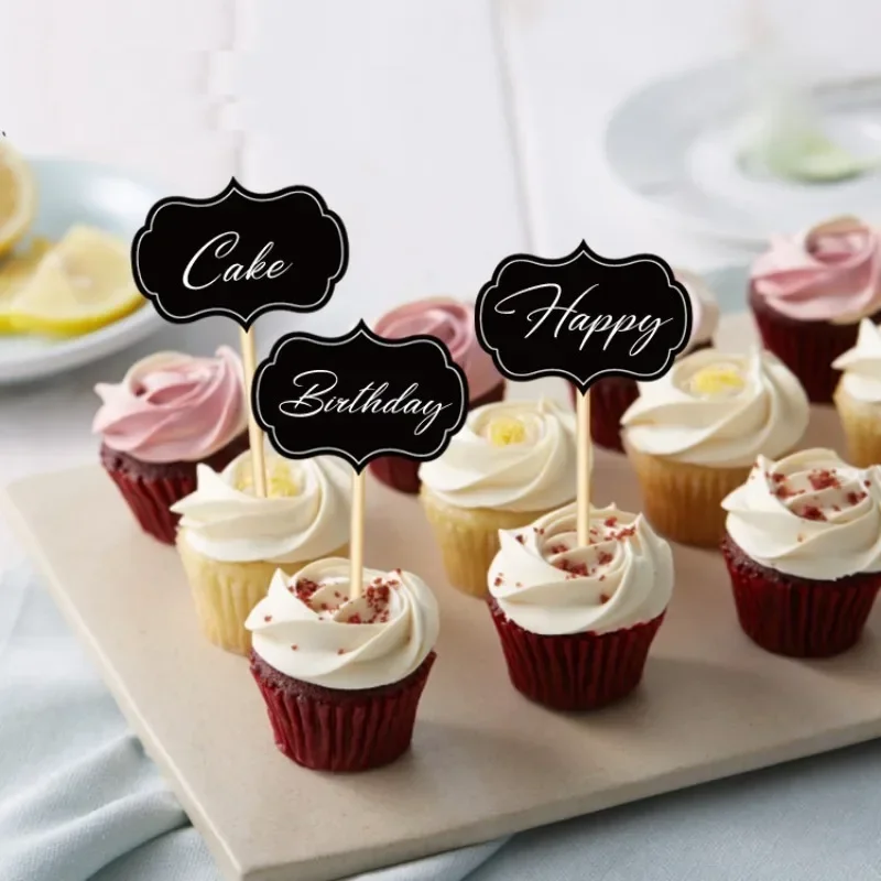 24Pcs Blank Chalkboard Cupcake Topper Food Buffet Label Signs Dessert Cake Topper Toothpick Wedding Party Christmas Decorations