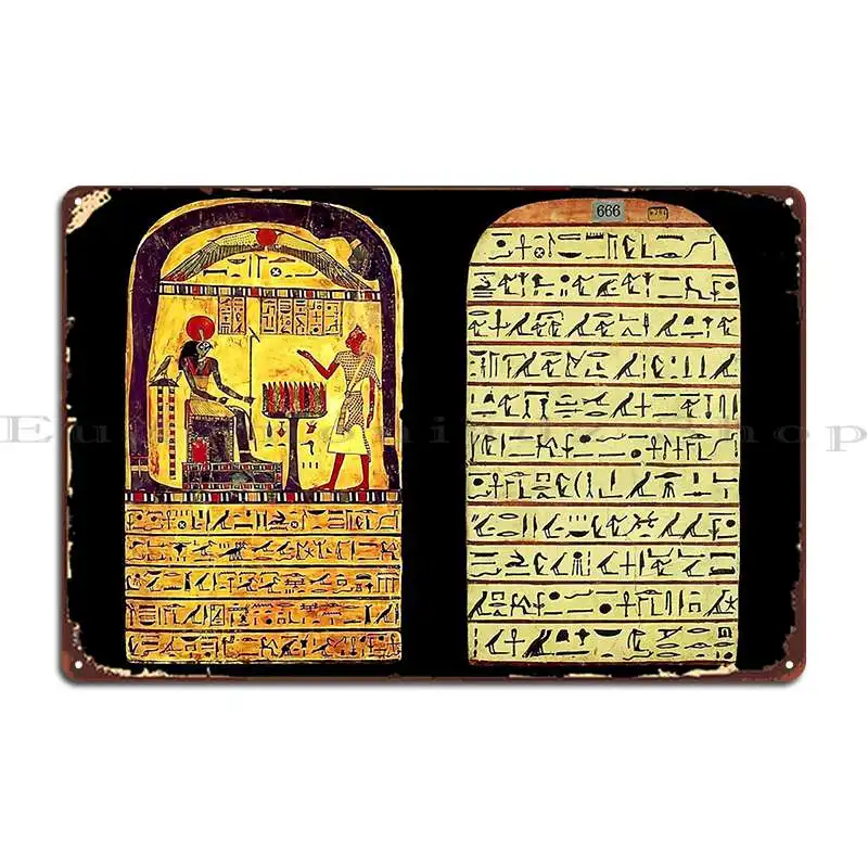Stele Of Ankhefenkhonsu Stele Of Revealing Front And Back Metal Plaque Designer Living Room Painting Wall Cave Tin Sign Poster