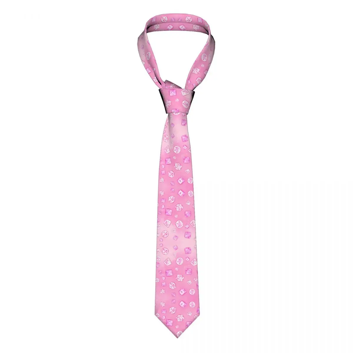 

Pastel Pink Aesthetic Dice Pattern Tie DND Game D20 D&D Ties Daily Wear Cravat Street Necktie Polyester