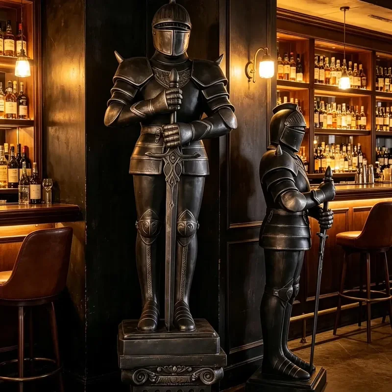 Medieval Samurai Armor Ornament Spartan Roman Plaster Statue Creative Art Sculpture for Bar Role Play Tabletop Game Club