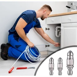 Powerful Sewer pipe unblocking Stainless Steel High-pressure nozzle Quick-connect 1/4 Pipe cleaning Rotating Unblocking Nozzle