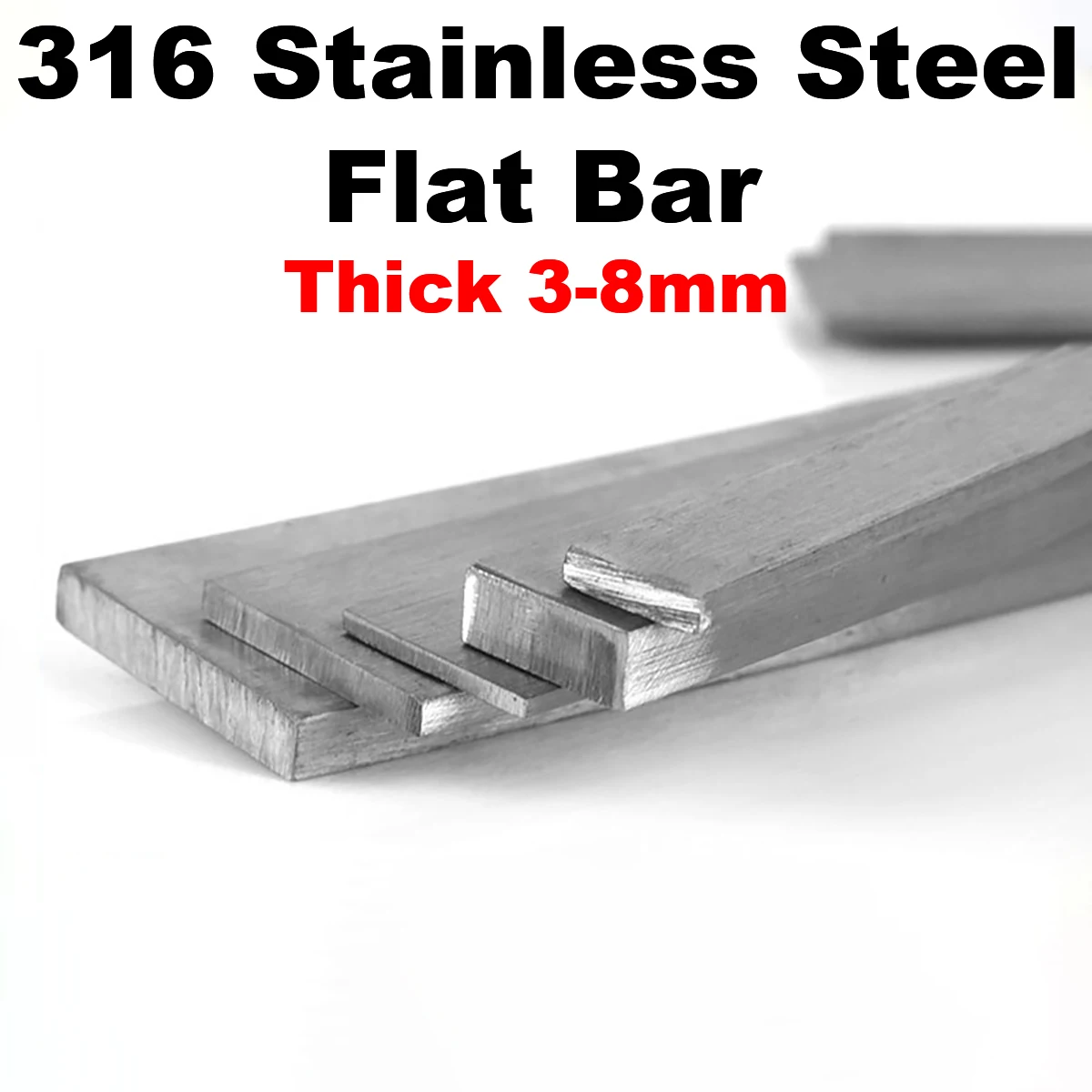 316 Stainless Steel Flat Bar Plate Sheet Rod Soild CNC Metal Thickness 3/4/5/6/8mm Width 10/15/20/25/30/40/50/60mm