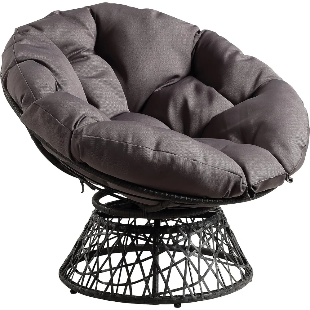 Chair with 360-Degree Swivel, Grey Frame with Grey Cushion