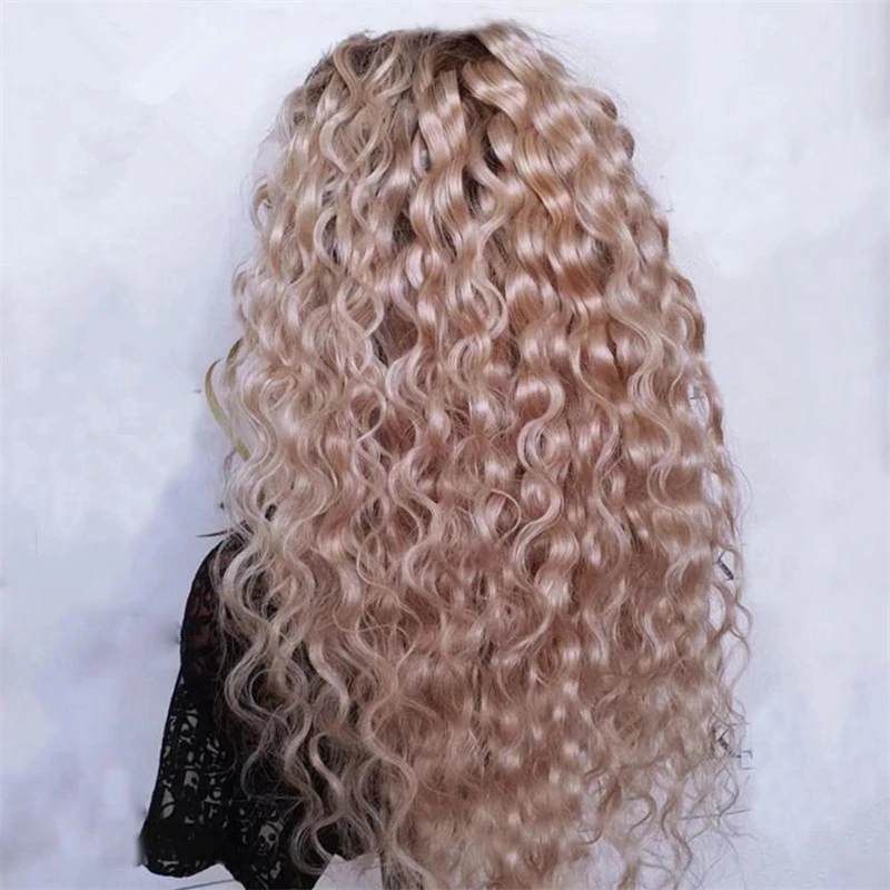 Cosplay Blonde Wigs Loose Curly Lace Front Wig for Girl Lady Honey Blond Ombre Lace wig 13x4 Glueless Synthetic Futura Soft Wig