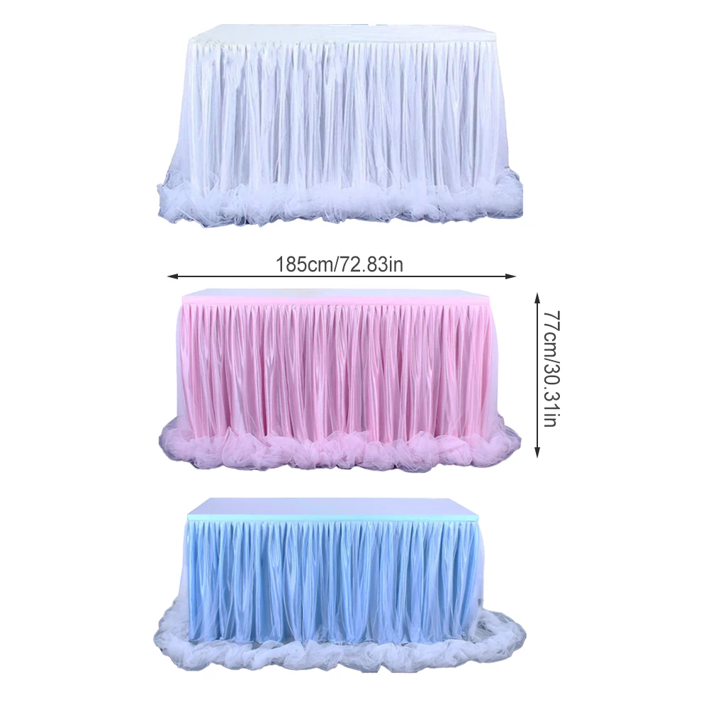 Table Skirt Tutu Mesh Tables Cover Luxurious Easy to Install Home Decor Thanksgiving New Year’s Casino Banquet