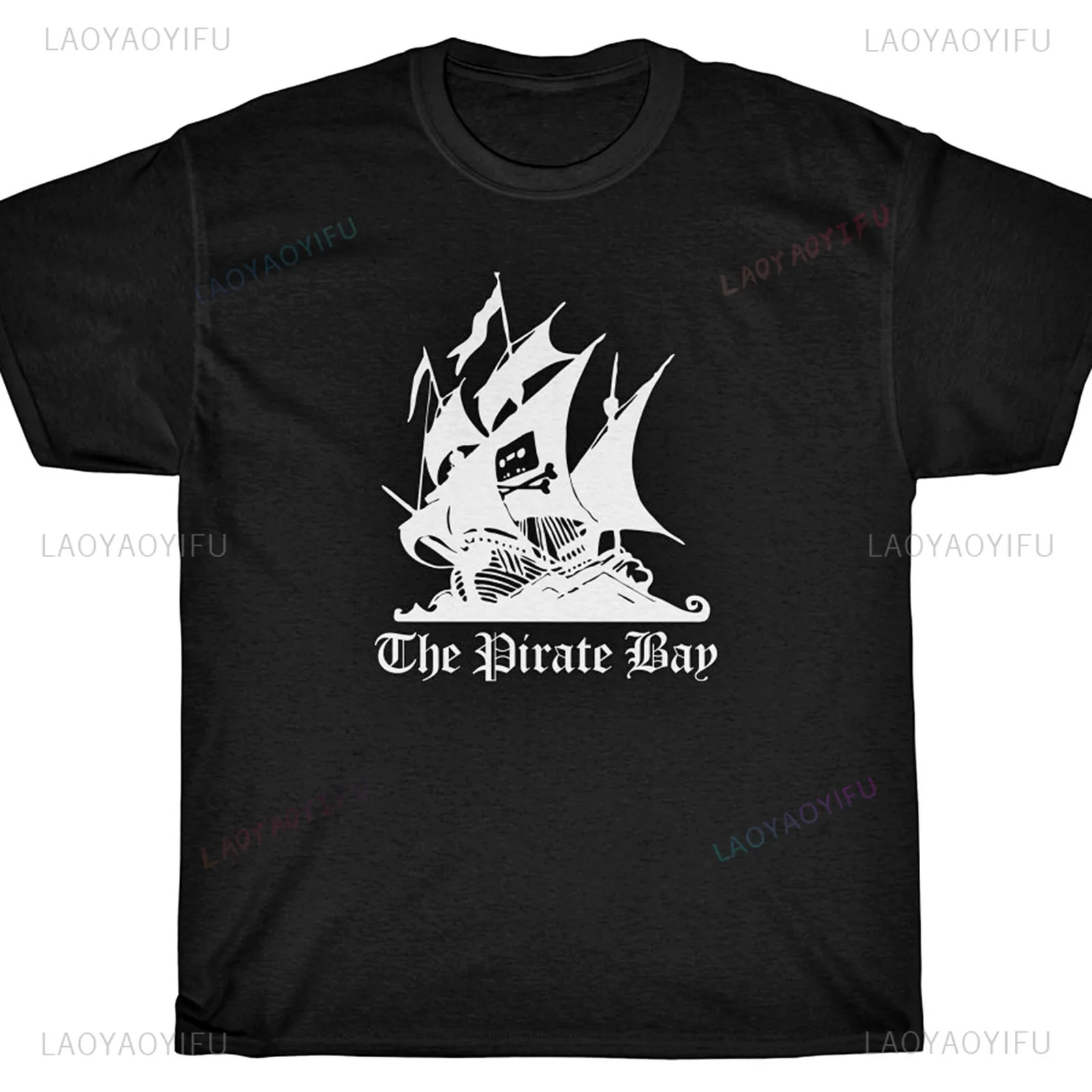THE PIRATE BAY Ship Rargb Piracy Printed T Shirt Tops The Pattern of A Drifting Pirate Ship Tops Tee Shirt Unisex Cotton Tee