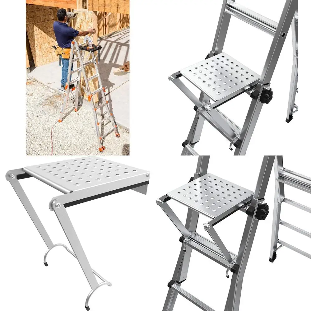 

Лестничные системы, Рабочая платформа, Аксессуар для лестниц, Алюминий, Рейтинг веса 375 фунтов, (10104)