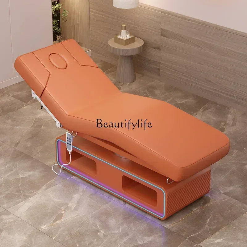 Cama De Beleza Elétrica De Látex De Luxo Leve, cama De Terapia De Massagem Corporal De Levantamento