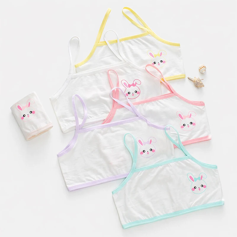3pcs Cotton Children Single Layer Bra Kid Thin Vest Girl Sport Brassiere Student Comfor Breathable Underwear Teen Bra No padding