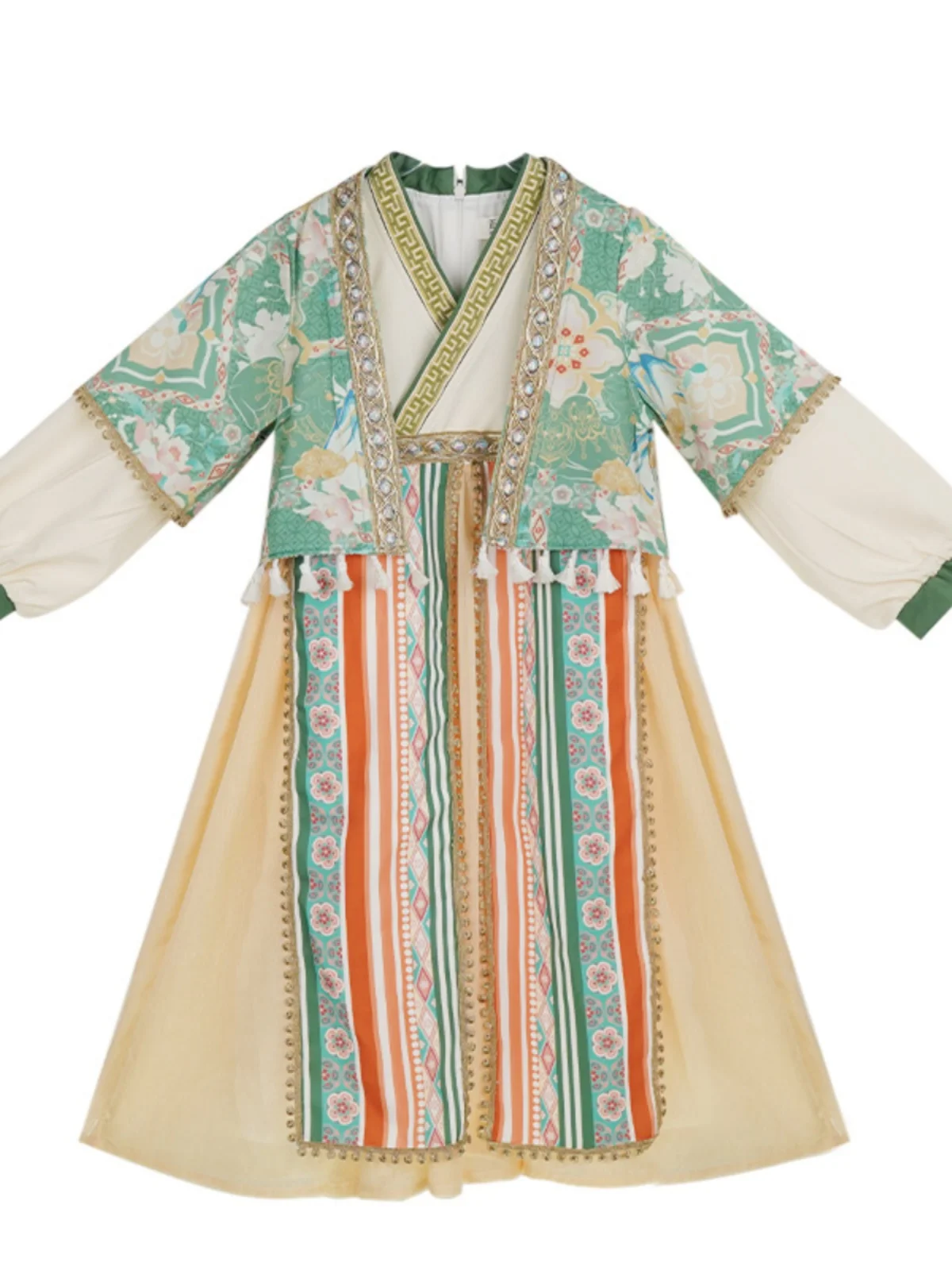 Girls' Ethnic Style Dress Suit Hanfu Children's Spring and Autumn High-End Performance Wear Han Elements Clothing