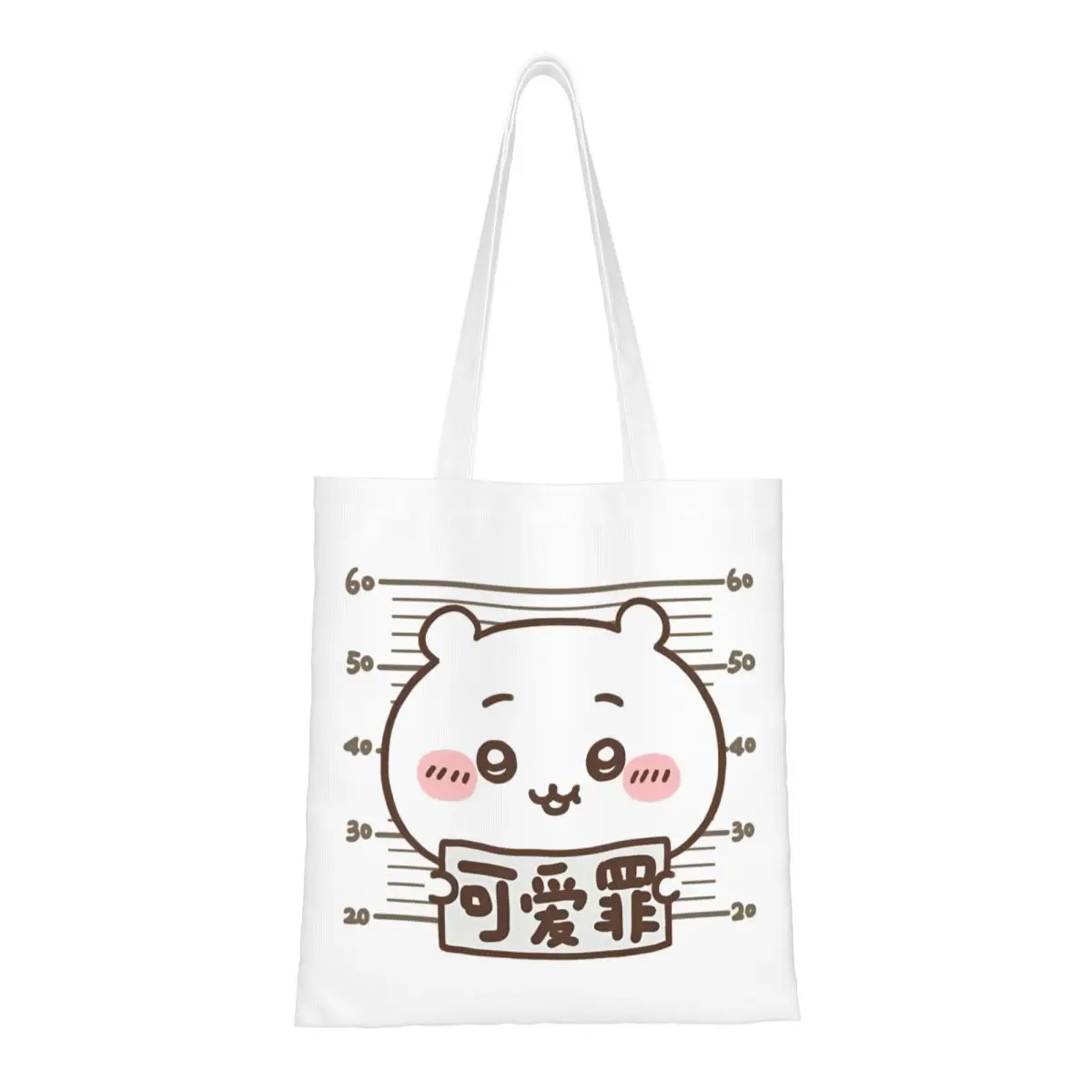 

Chiikawa Cute Crime Mugshot Canvas Tote Bag Fashion Large Capacity Grocery Bag for Women Travel Bags