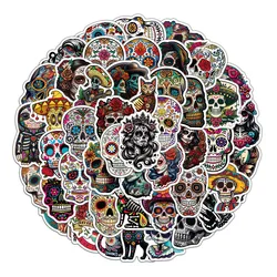 50PCS Cartoon Skull Scary Waterproof Decorative Stickers Day of the Dead Decorative DIY Stickers